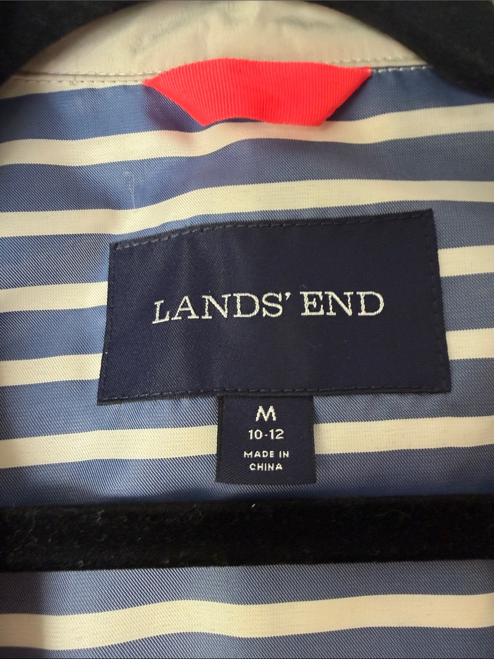 Lands' End Women's Light Beige Trench Coat with Nautical Stripe Lining - Picture 2 of 10
